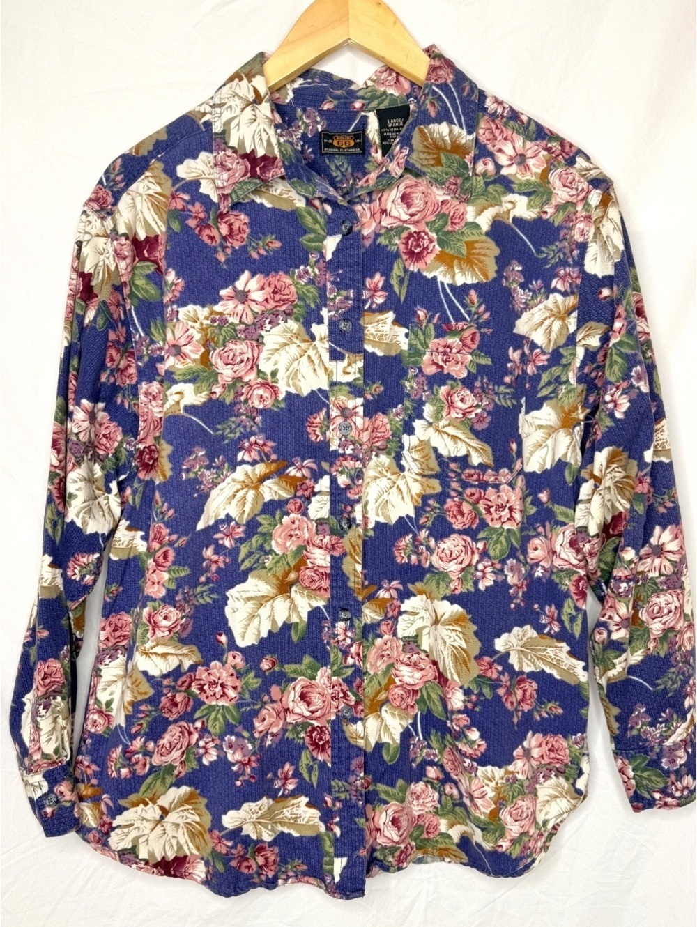 Vintage 90s Route 66 Floral Button Up Shirt Cottagecore Grunge 100% Cotton